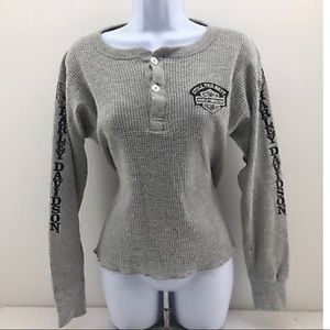 Harley Davidson Women's VTG Henley Thermal Shirt